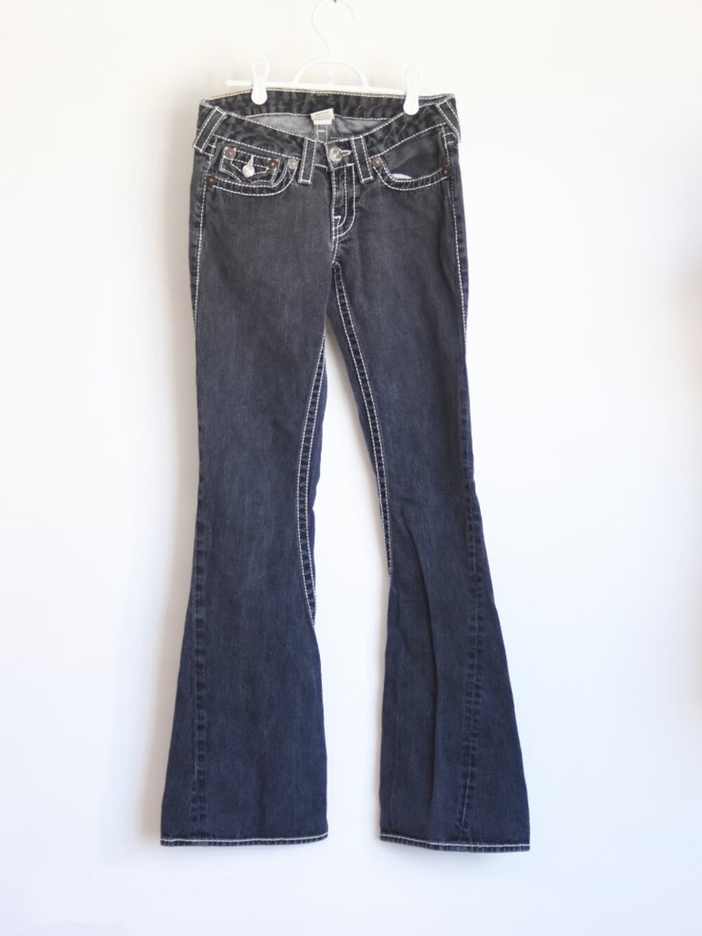 Vtg True Religion Joey Big T Flare Jeans Women's 27 MADE IN USA Y2K Twisted Seam - Picture 3 of 11